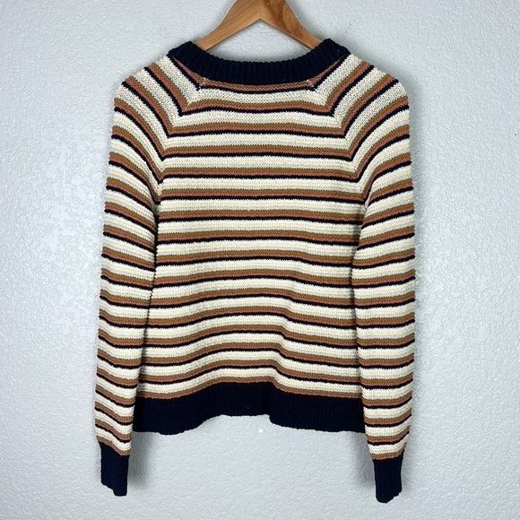 Madewell Arden Retro Striped V-Neck Cotton Cropped Pullover Casual Sweater S - Picture 6 of 9